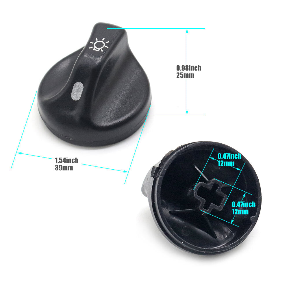 2-Piece Headlight Knob Switch 3L3Z11661AA Suitable for Ford F150 F350 F250 F53 F450