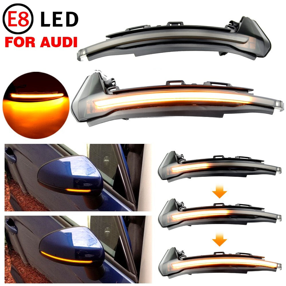 2pcs LED Dynamic Side Mirror Turn Signal Light Assembly for Audi A1 8X 2011-2018