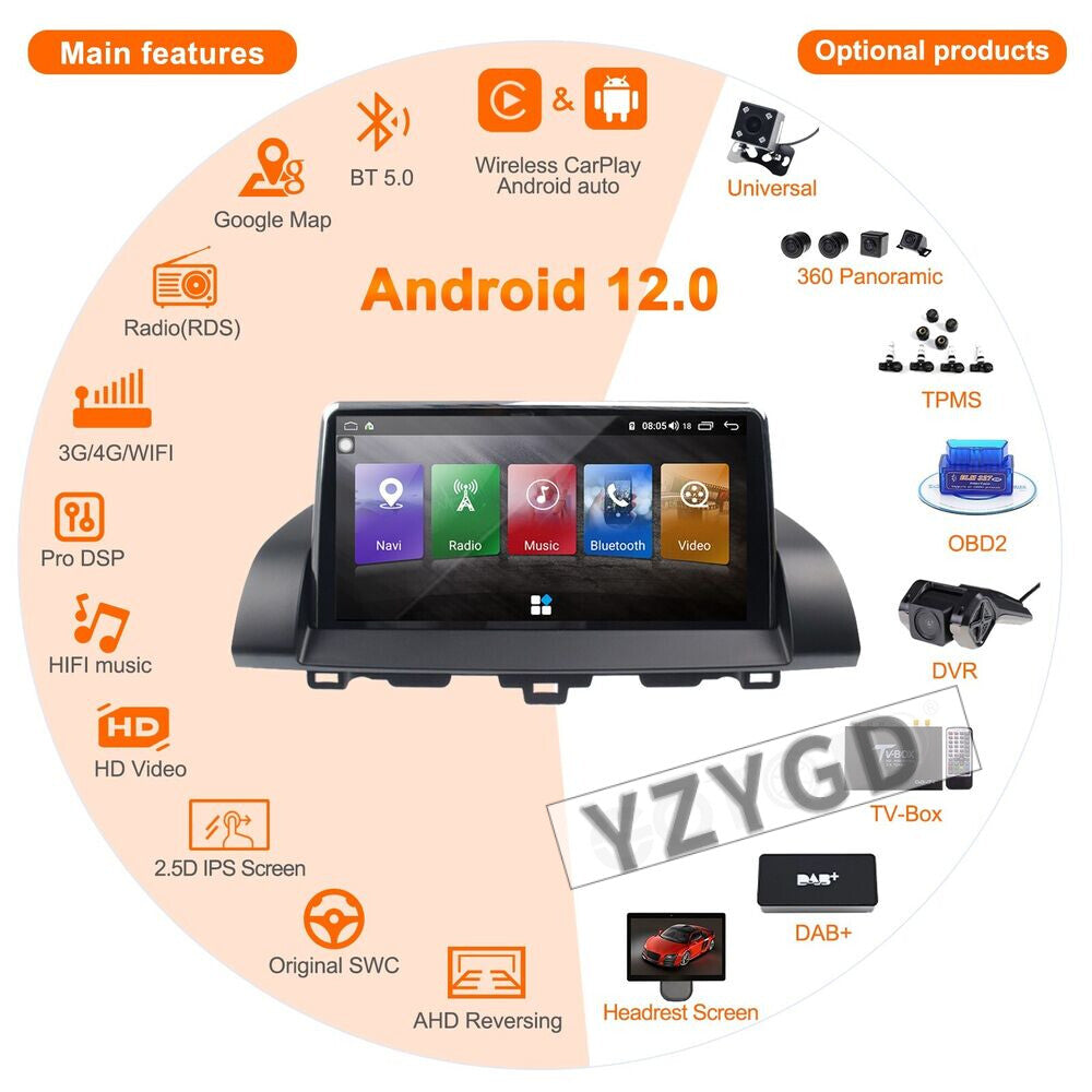 for Honda for Accord 10th 2018-2021 Android 2Din Car Radio GPS Receiver 64GB Screen