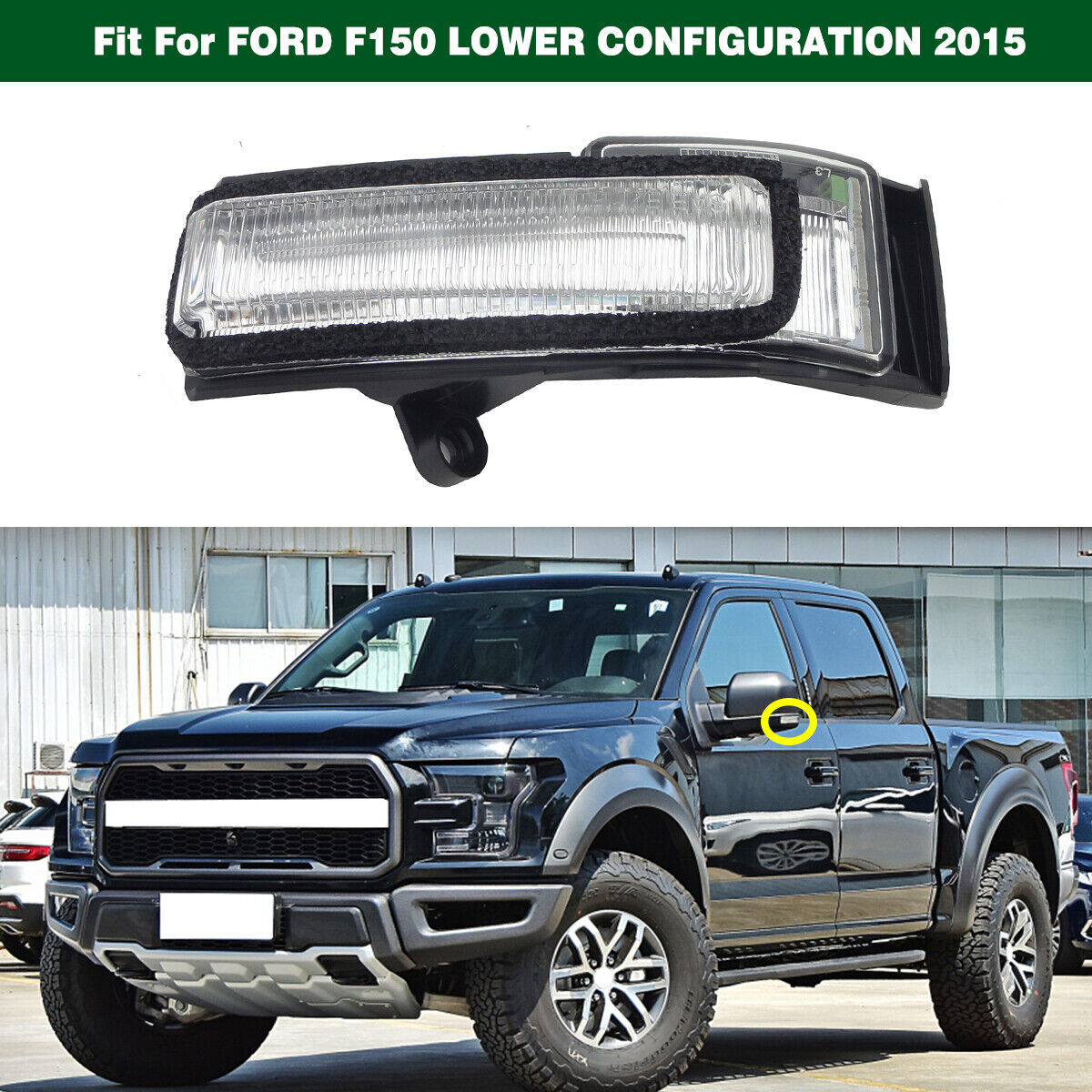 Left Side Rear View Door Mirror Light Turn Signal Indicator Lamp for Ford F150