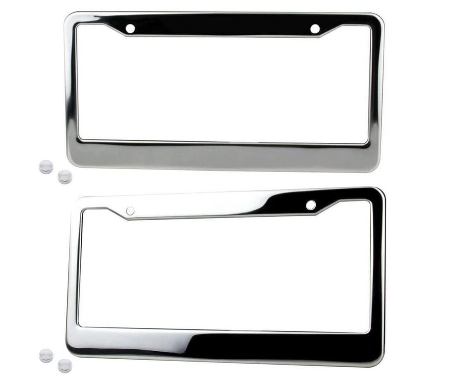 2-piece car license plate frame cover cap rear boot chrome alloy for Chevrolet