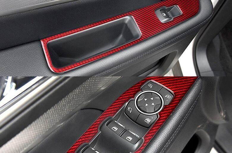 for Ford Explorer 2016-2019 Red Carbon Fiber Window Lift Panel Switch Cover 4PCS