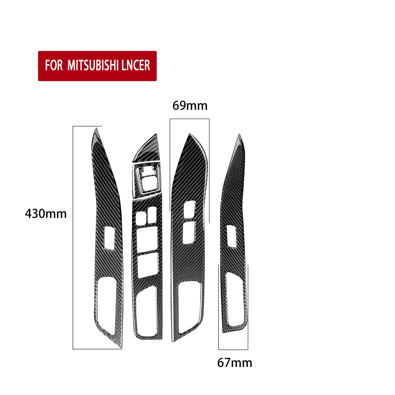 Fit for Mitsubishi Lancer 2008-2015 Carbon Fiber Window Switch Panel Cover Trim