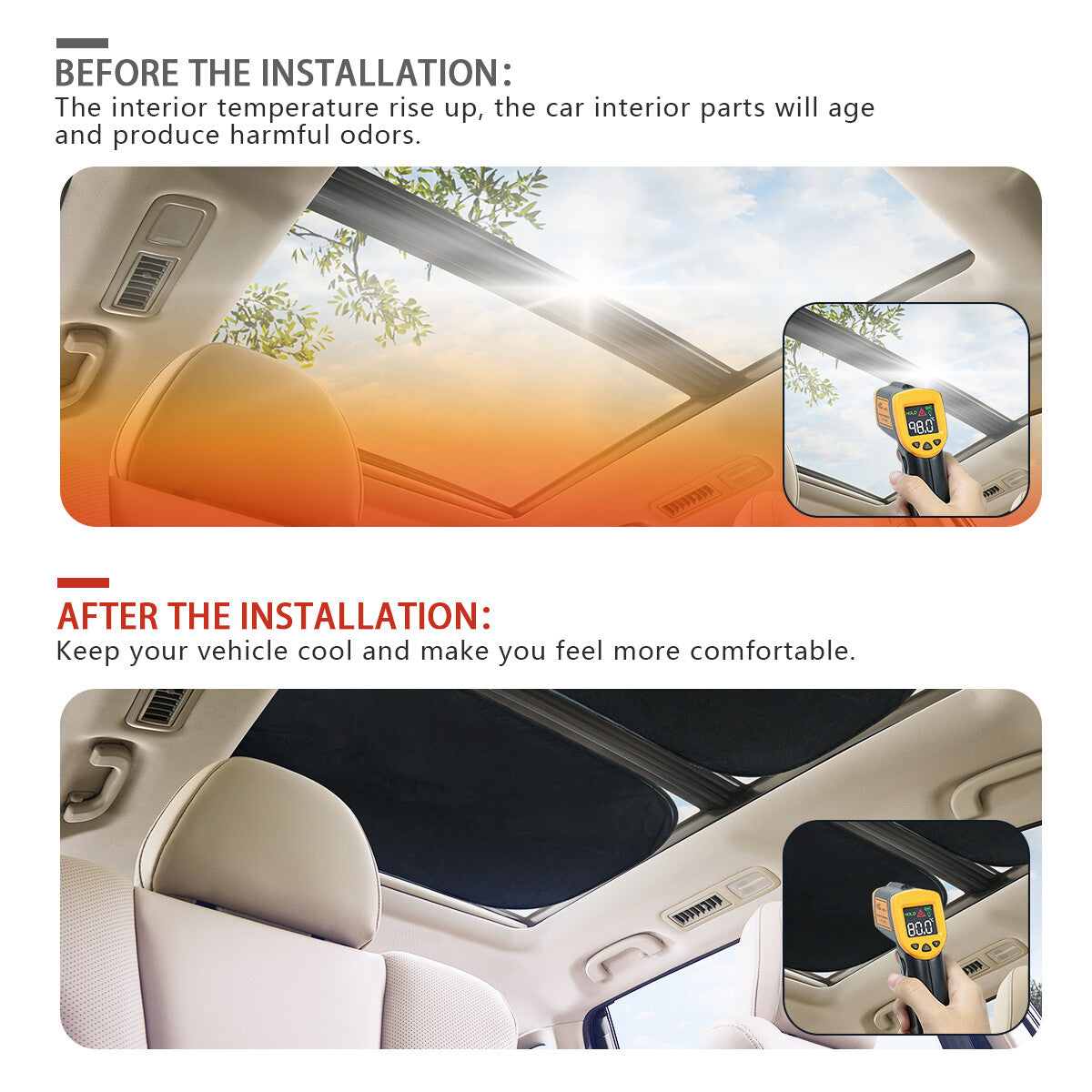2x Car Sunroof Sun Shade Foldable Cover for MINI Cooper F55 F56 F60 Accessories
