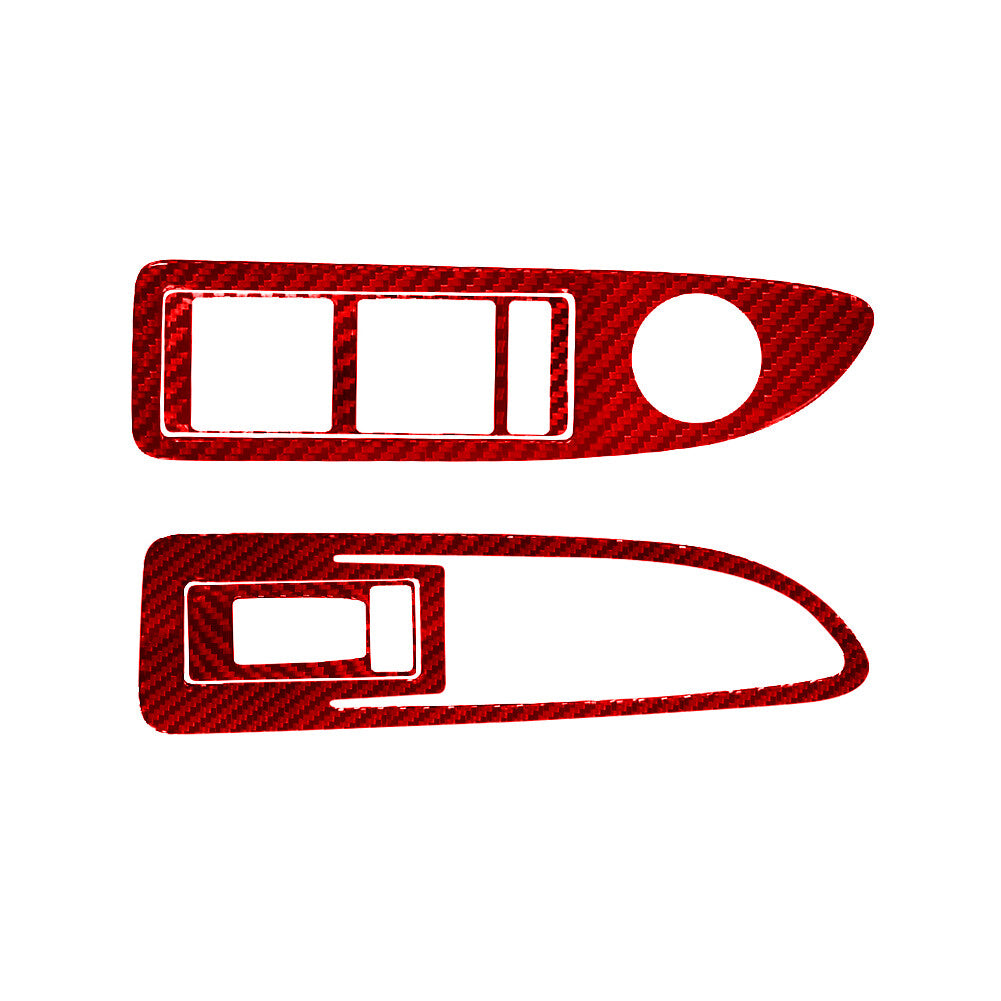 Red Carbon Fiber Front Door Window Control Cover Trim for Chrysler 200 2011-2014