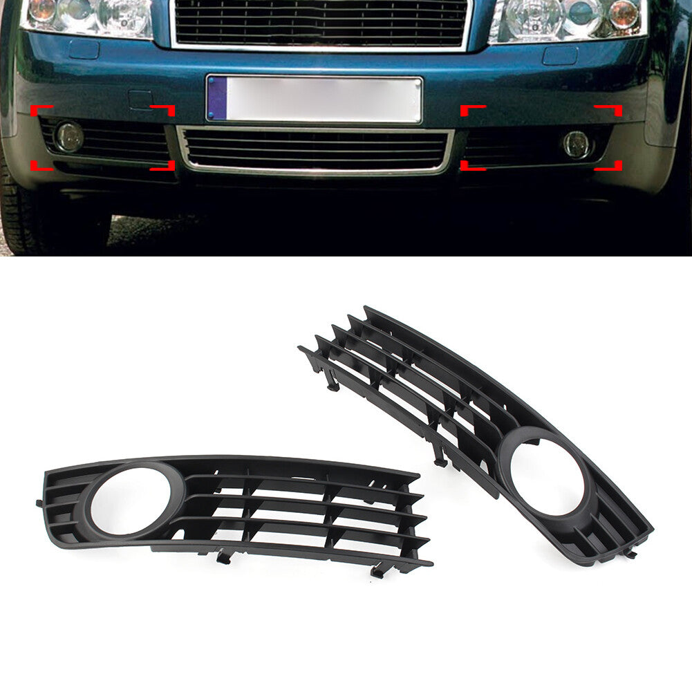 1 Pair Front Bumper Grille Fog Lights Cover for Audi A4 B6 Sedan Model 2001-2005