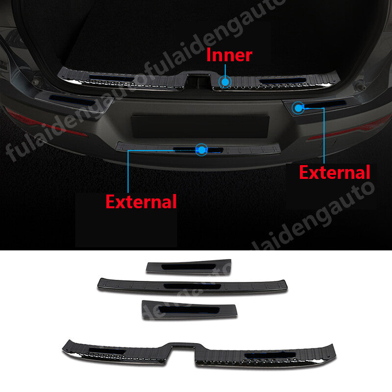 4pcs for Volvo XC40 2019-2022 Black Steel Rear Bumper Sill Plate Protector trim