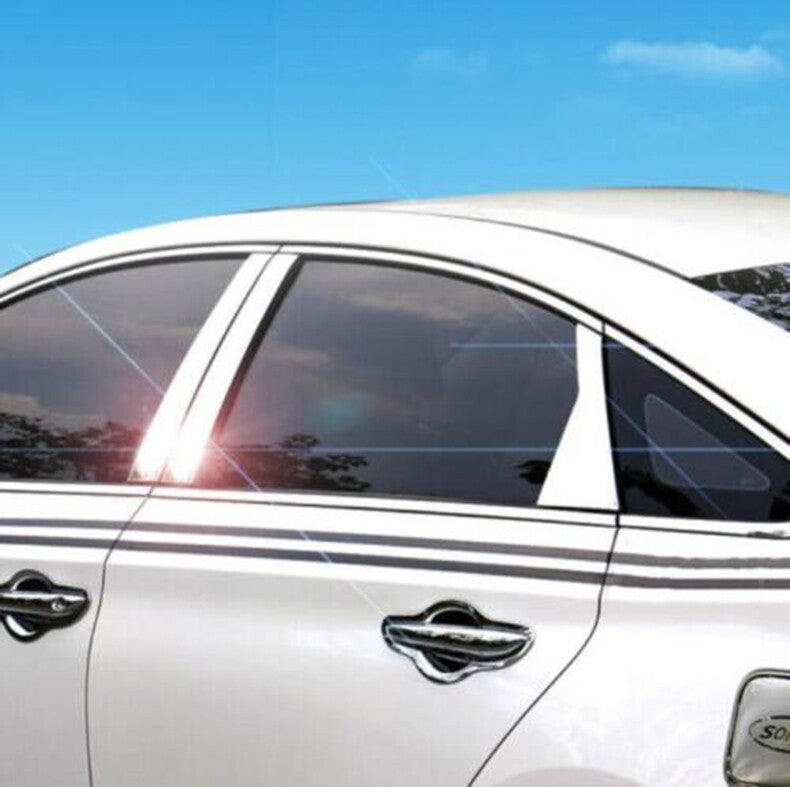 Chrome Pillar Posts for Hyundai Sonata 15-19 6pc Set Door Trim Mirror Cover Kit