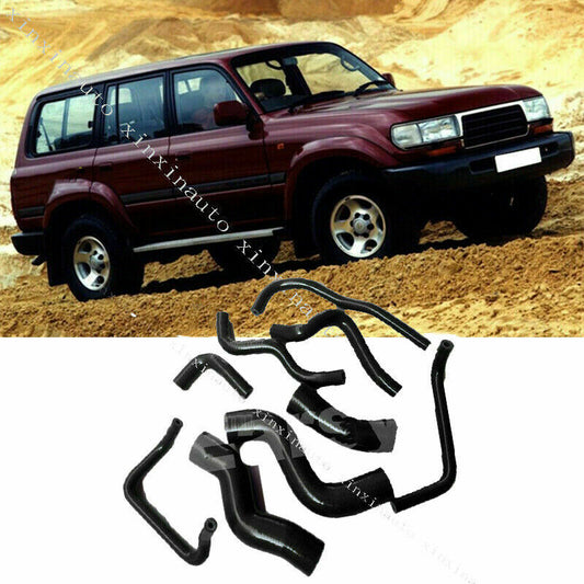 for Land Cruiser LC/FZJ80 1991-1997 black HPS Silicone Radiator+Heater Hose Kit