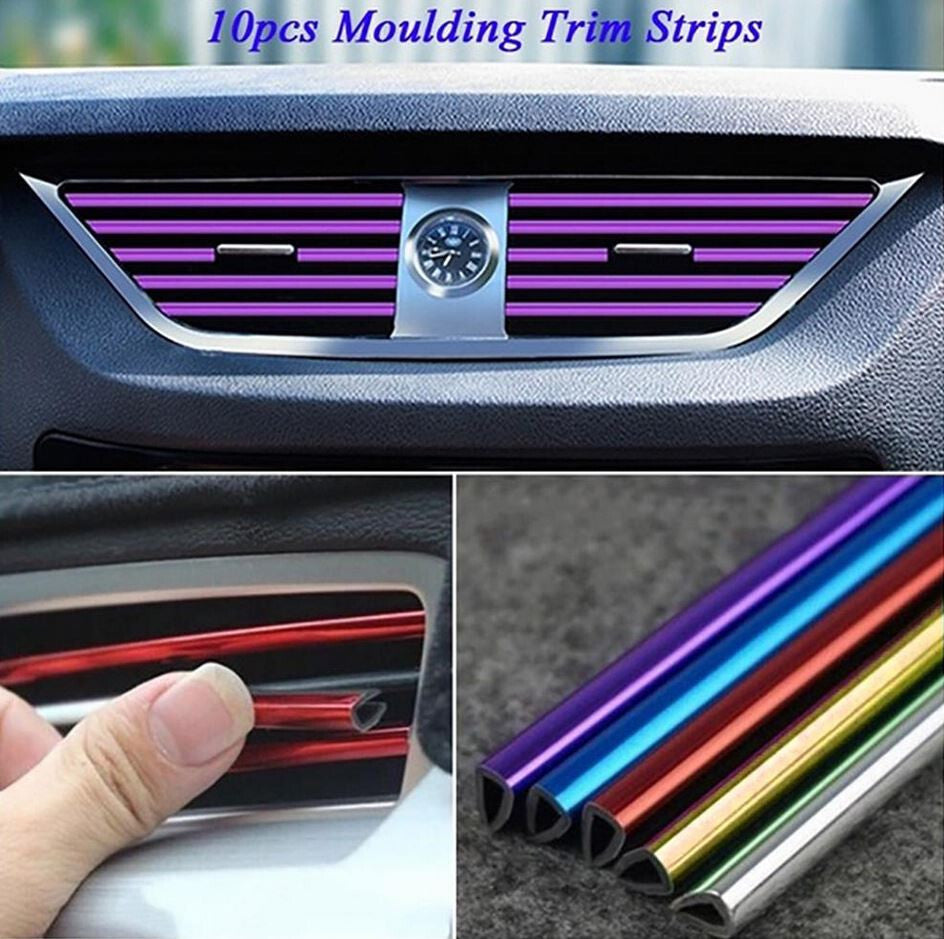 Molded decorative strips in purple for Volvo car air conditioning sockets - 10 pieces