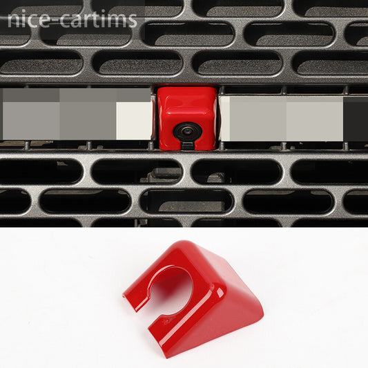Red ABS Front Center Grille Mesh Camera Decorative Cover for Ford Bronco 2021-23