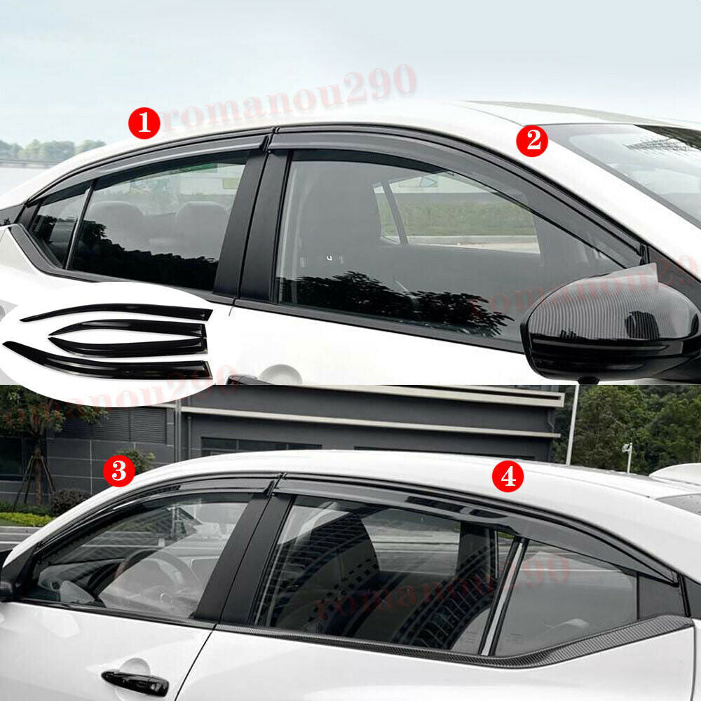for Nissan Sentra 20-2023 Black Window Visor Vent Shade Sun Rain Deflector Guard