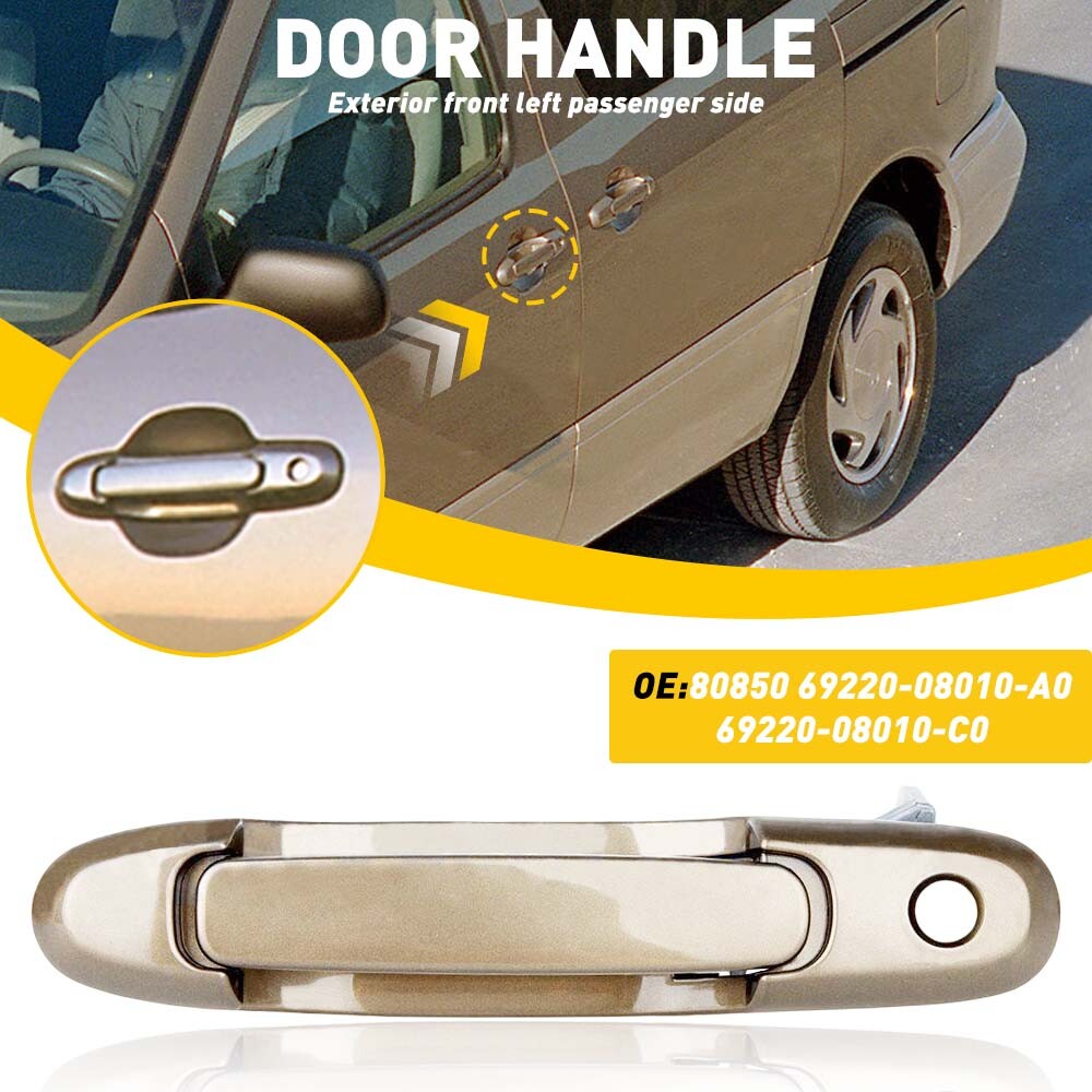 Door handle for 1998-2003 for Toyota for Sienna Van, front left drive side, gold.