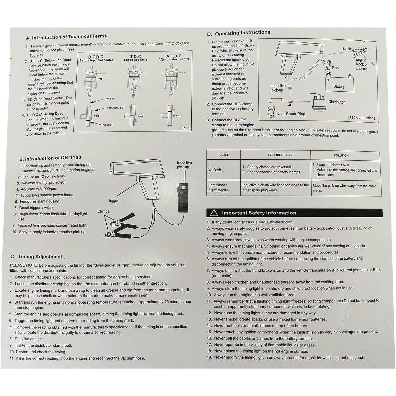 Professional automotive induction timing light tester, gun-type engine ignition xenon lamp tester
