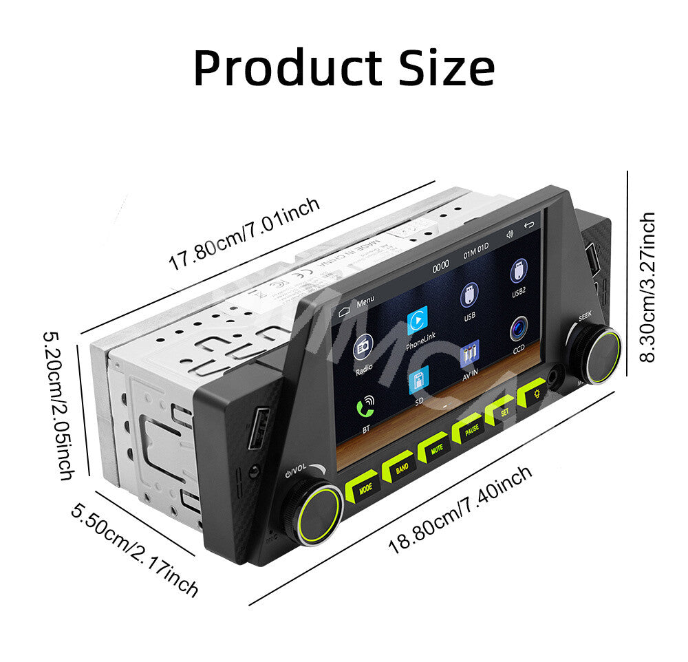 4.7inches Car Stereo Radio Single Din Bluetooth For Wireless Caplay Android Auto