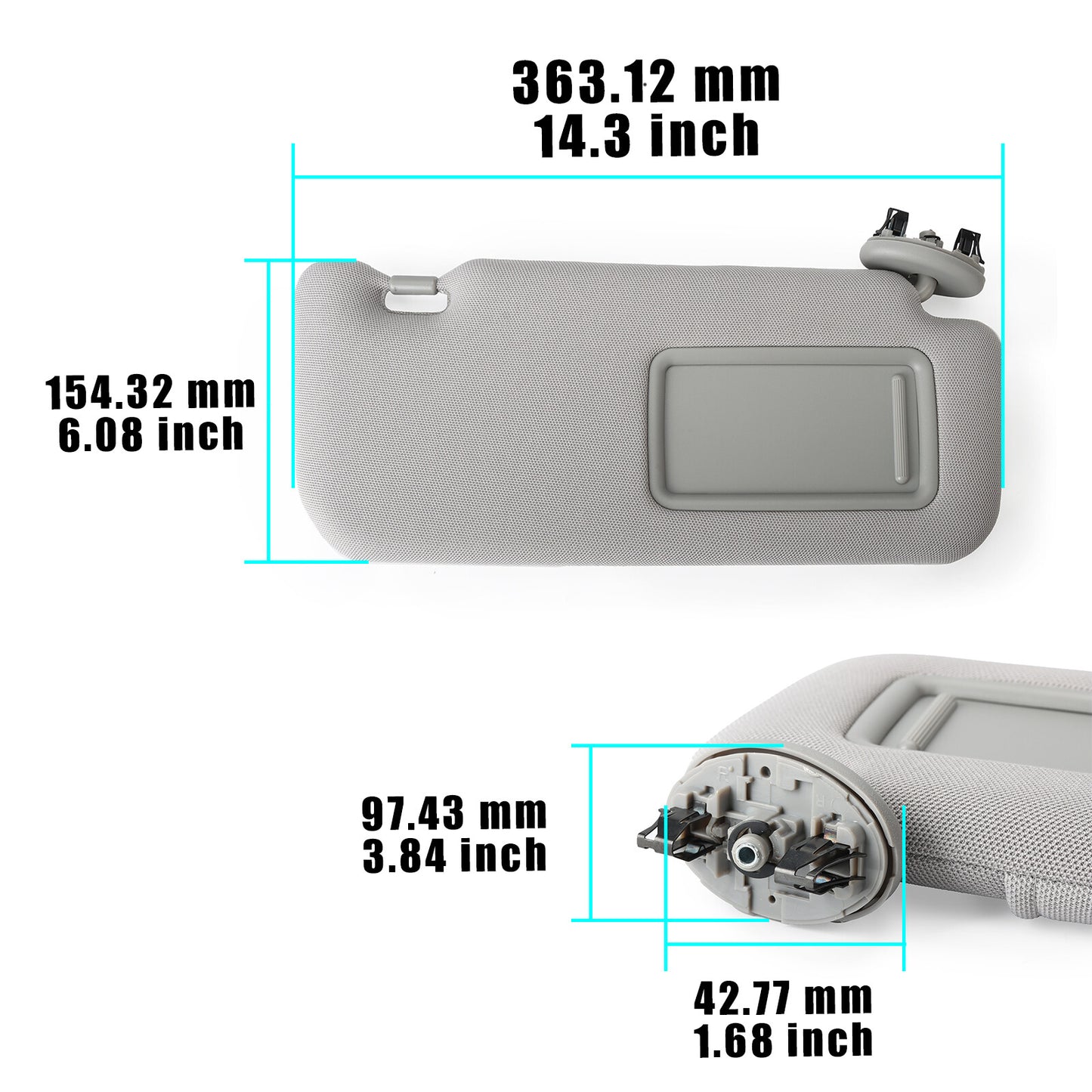 With Mirror Right Grey Sun Visor 74310-12L80-B0 for Toyota for Corolla 2009-2013 AU