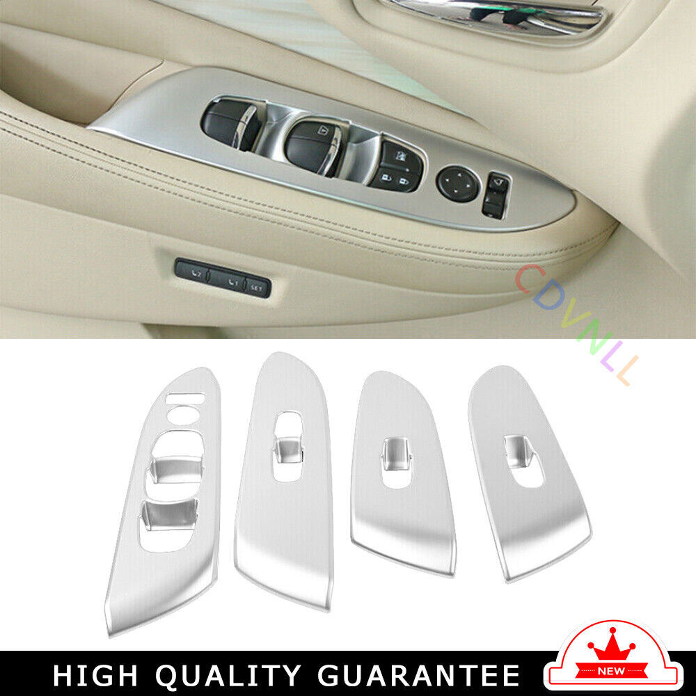 Glass Window Lifting Lock Panel Trim Fit for Nissan Murano 2015-21 Silver Matte