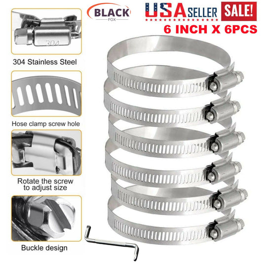 6-inch Adjustable Hose Clamp Stainless Steel Pipe Clamp Worm Gear Clamp Drive Clamp