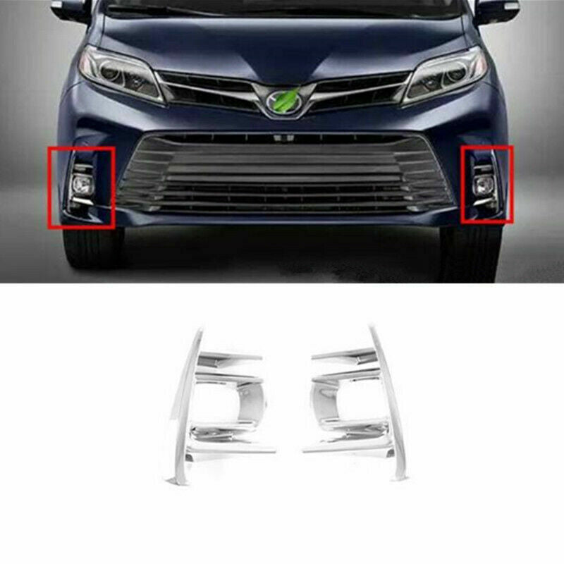 for Toyota for Sienna 2018-20 Chrome Front Fog Bumper Lamp Light Decor Cover Trim 2X