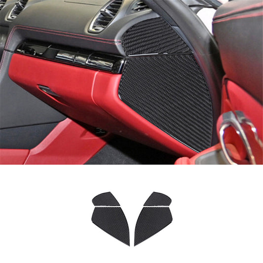 4pcs Carbon Fiber Front Dashboard Side Cover Trim for Porsche 718 2016-2022