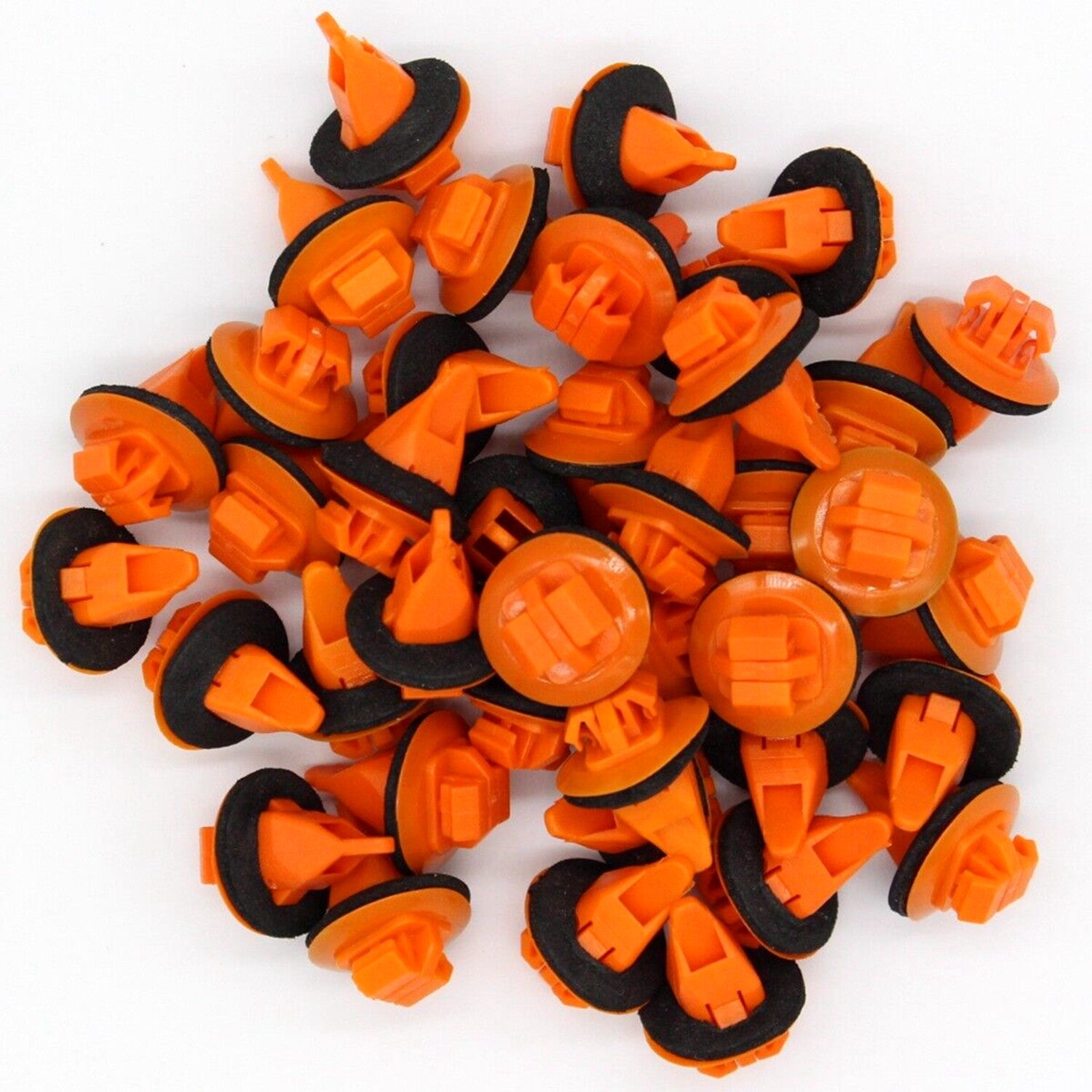 Set of 50 Orange Nylon Fender Retainer Clips w/ Sealer for Toyota 75395-35070