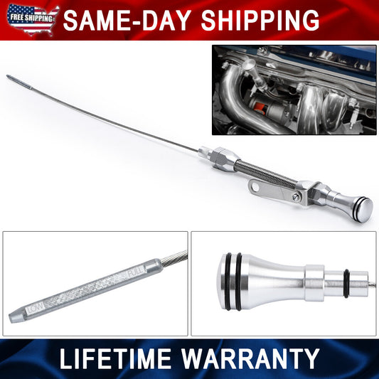 Small Block for Chevy Chrome Flexible Oil Dipstick PASSENGER Side 305 350 1955-1979