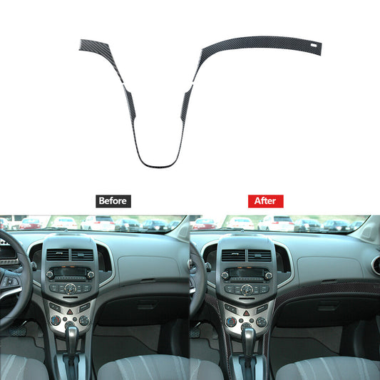 3Pcs Carbon Fiber Climate Control Panel Trim Cover for Chevrolet Sonic 2012-2016
