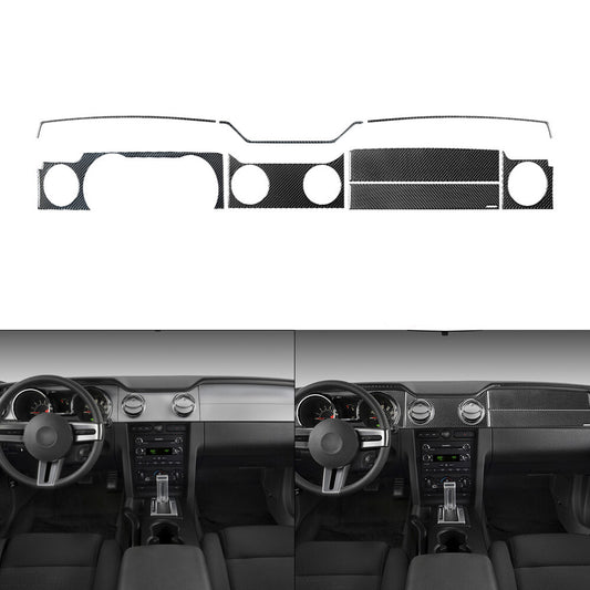 8Pcs Carbon Fiber Interior Console Panel Cover Trim for Ford for Mustang 2005-2009