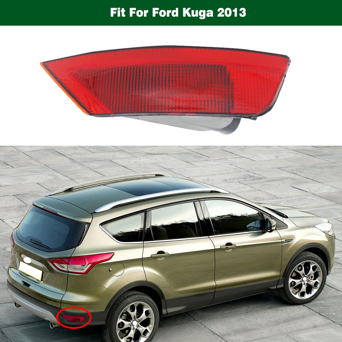 1Pcs Right Rear Bumper Reflector Fog Light Lamp Fit for Ford Escape 2013-2016