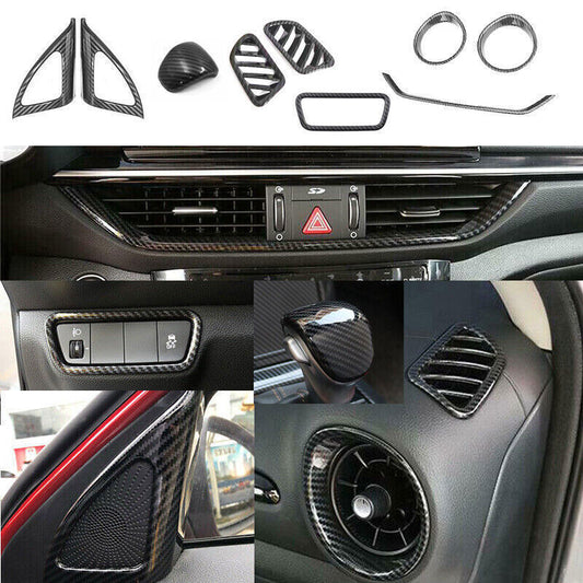 9PCS ABS Carbon Fiber Interior Centre Console Full Trim for Kia Forte/K3 19-2022