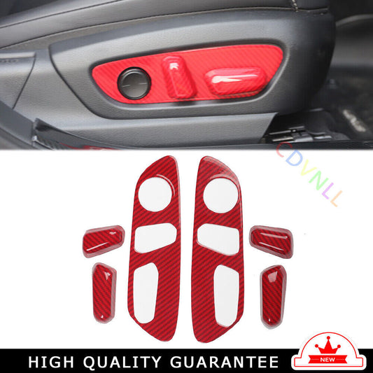 Car for Seat Adjustment Button Panel Trim Fit for Lexus for ES 2018-21 Red Carbon Fiber