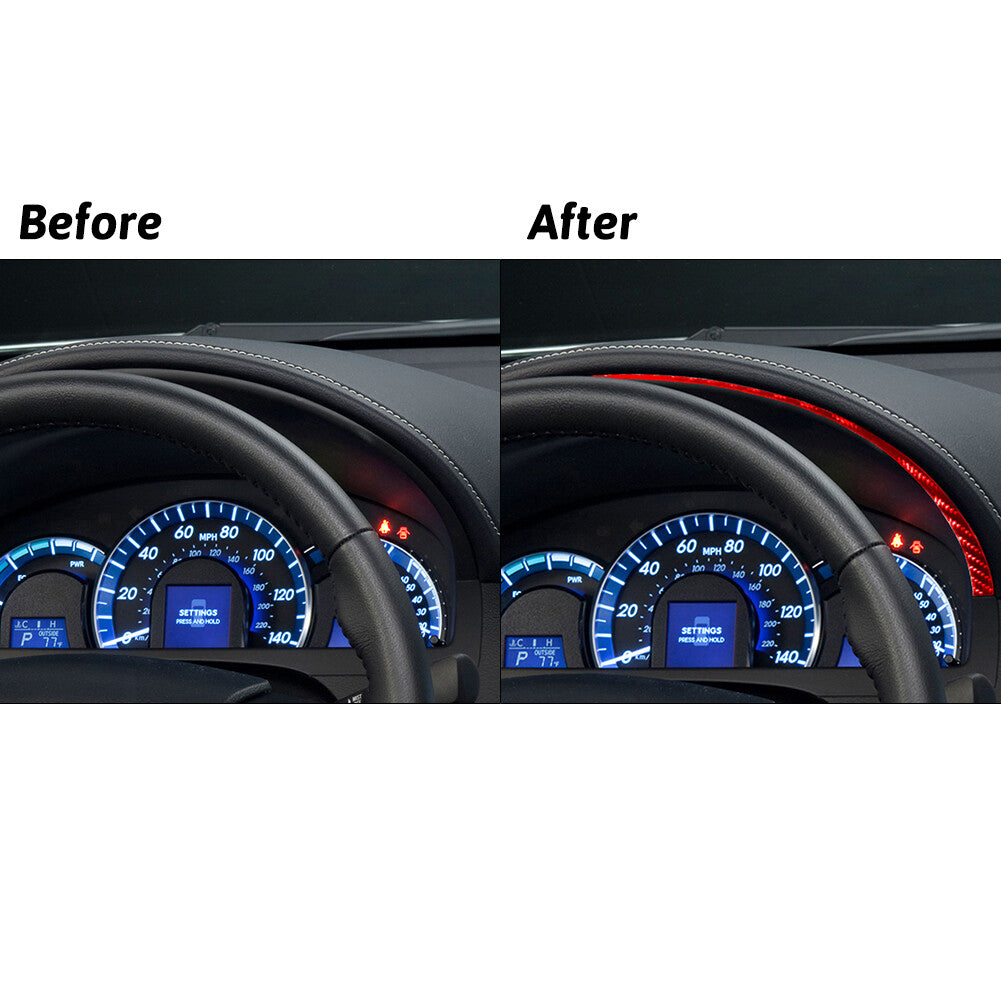 Red Carbon Fiber Interior Dashboard Kit Cover Trim Strip for Toyota for Camry 12-14