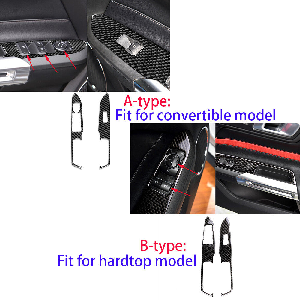 20Pcs Carbon Fiber Interior Door Panel Full Set Trim Kit for Ford for Mustang 2015+