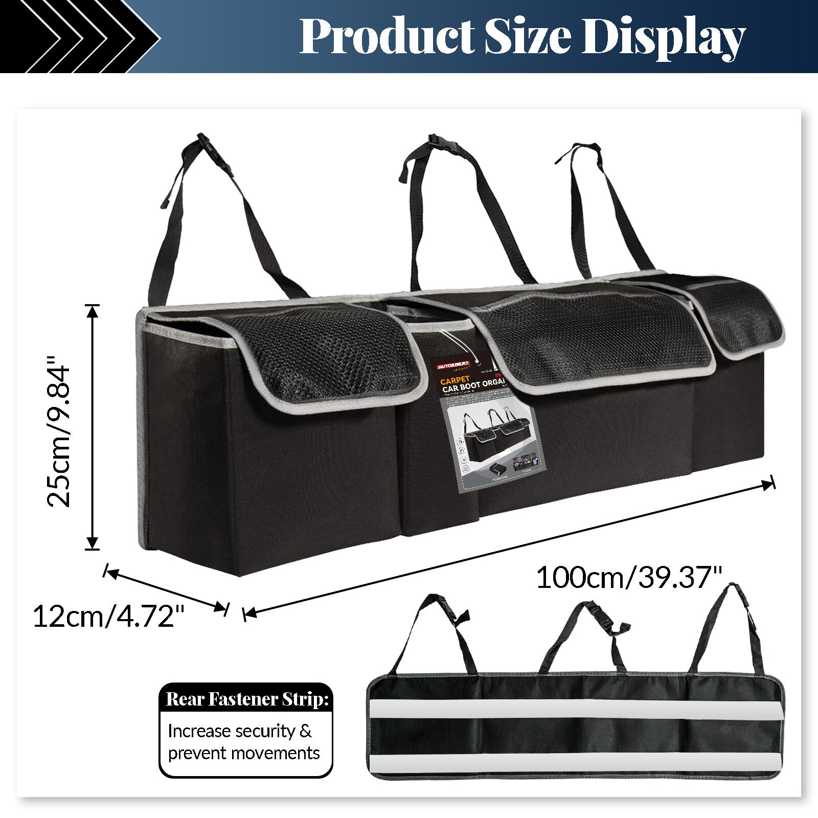 Car Boot Organiser Tidy Back for Seat Storage Bag Hanging Pocket SUV Universal Felt