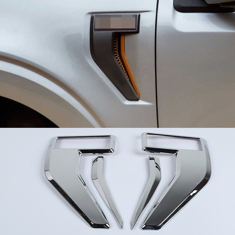 4¡ÁChrome ABS Side Fender Badge Emblem Air Vent Cover Fit for Ford F150 2021-2023