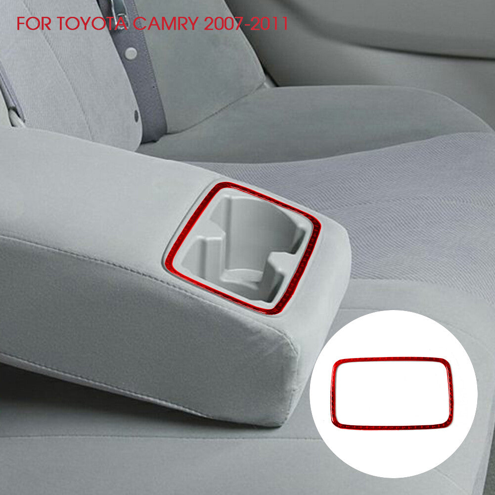 Red Carbon Fiber Rear Watercup Panel Frame Cover Trim for Toyota for Camry 2007-2011