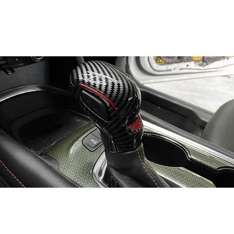 2pcs Carbon Fiber Interior Gear Shift Knob Cover Trim for Chevy Blazer 2019-2022