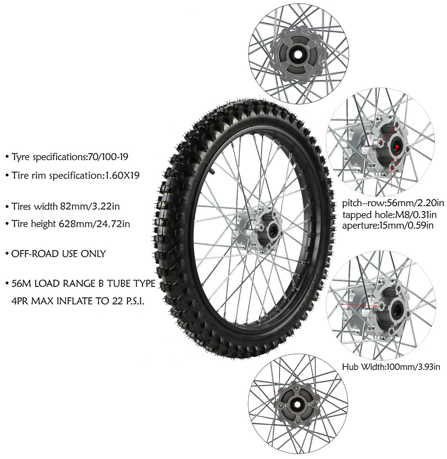19-inch wheels, 70/100-19 tires + front fork, three-groove bicycle, for Honda SSR 125cc 150cc 200cc