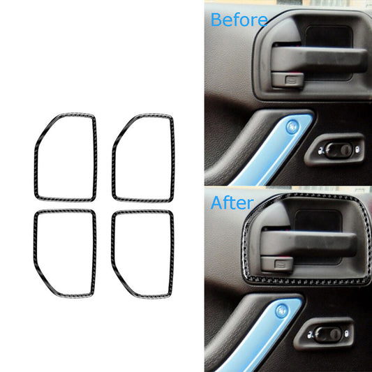 4Pcs Carbon Fiber Interior Door Pull Cover Trim for Jeep for Wrangler JK 2011-2017