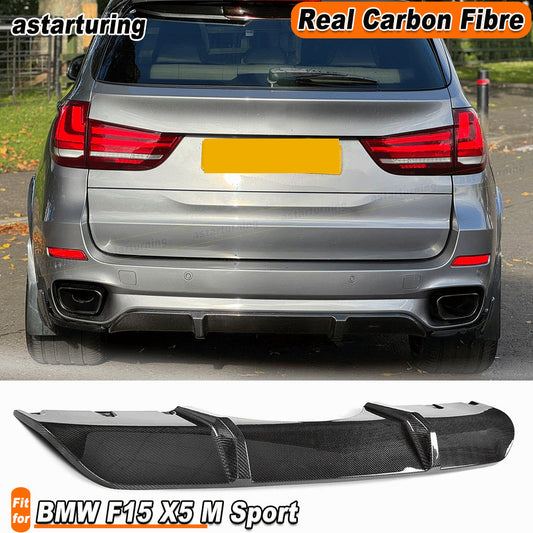 Fit for BMW F15 X5 M Sport 2014-18 REAL Carbon Rear Bumper Diffuser Lip Spoiler
