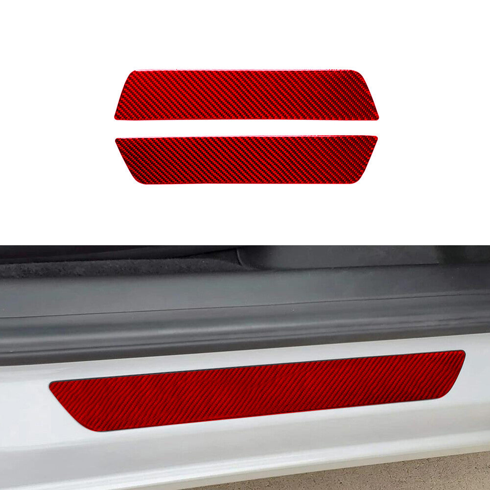 Red Carbon Fiber Interior Rear Door Sill Accent Cover Trim for Tesla for Model Y /3