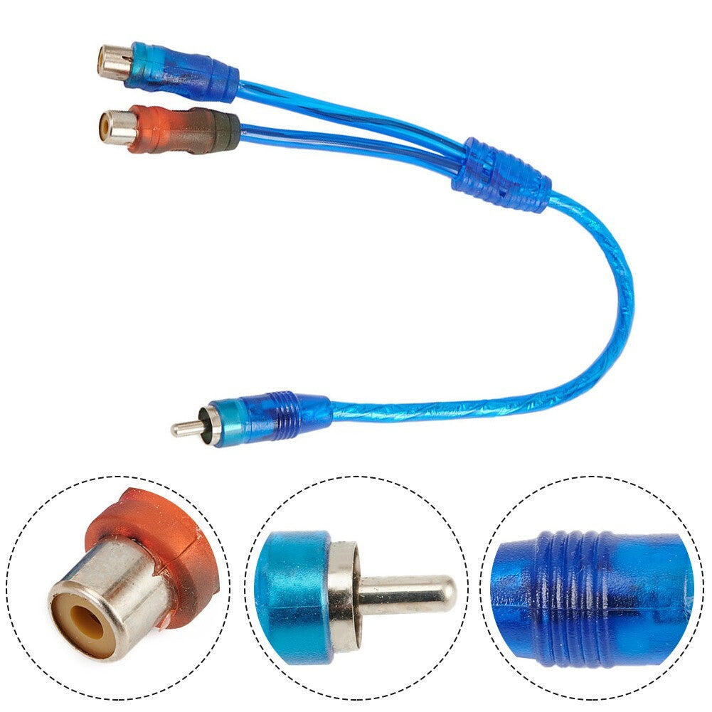 alloy 2-female to 1-centimeter splitter cable for car audio systems.