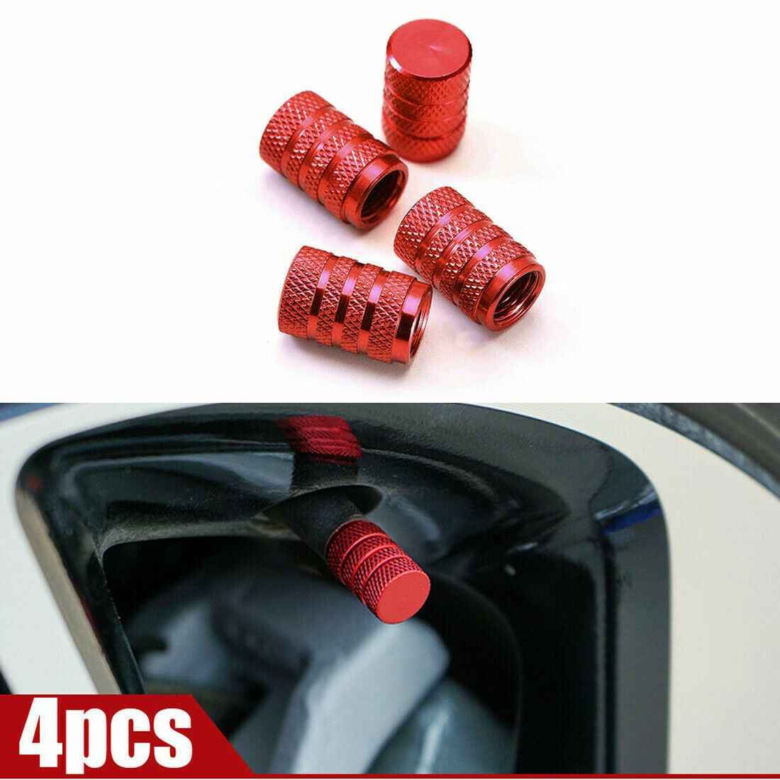 4PCS Car Truck Bike Aluminum Tire Rim Valve Stems Wheel Air Caps Dust Cover RED