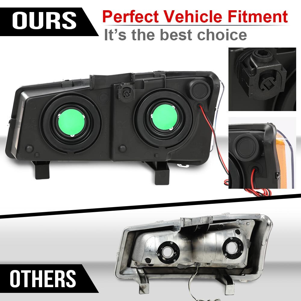2 pieces for 2003-2007 Silverado, black housing, new headlights, turn signals, bumper, and LED DRLs.