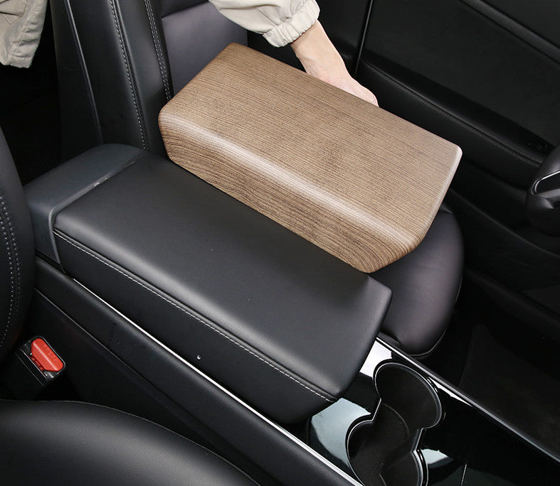 for Tesla Model 3/Y 2017-2023 Wood Grain Center Console Armrest Box Panel Trim