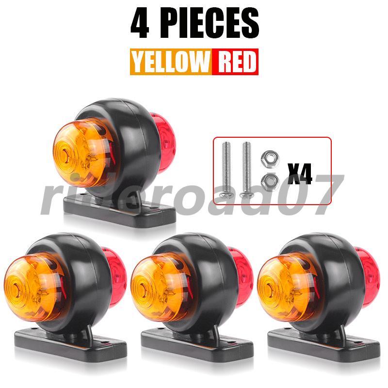 4Pcs Marker Lights Side LED Truck Trailer Clearance Light Amber Red Waterproof