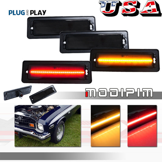 Four smoked lens bumper side marker lights for 1970, 1971, 1973, and 1974 for Chevrolet Nova