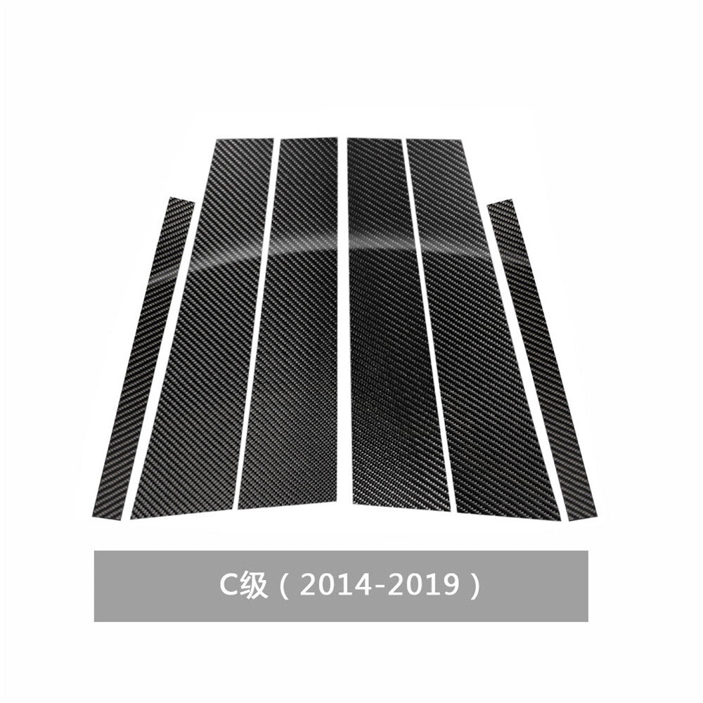 6¡ÁCarbon Fiber Door Window Pillar Posts Panel Trim for Benz C Class W205 2014-19