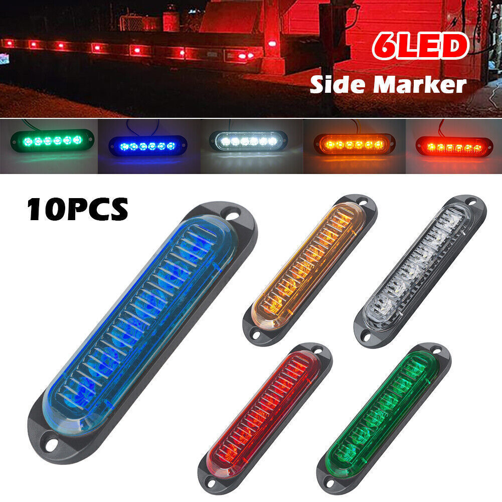 10-50x 6LED Side Marker Lights Clearance Indicators Lights Truck Trailer Pickup