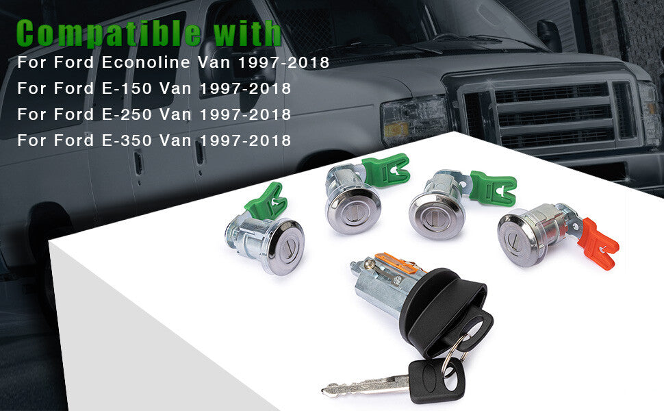 Ignition Key Switch Door Lock Cylinder Kit 703369 for Ford E-150 E250 E350 6.8L
